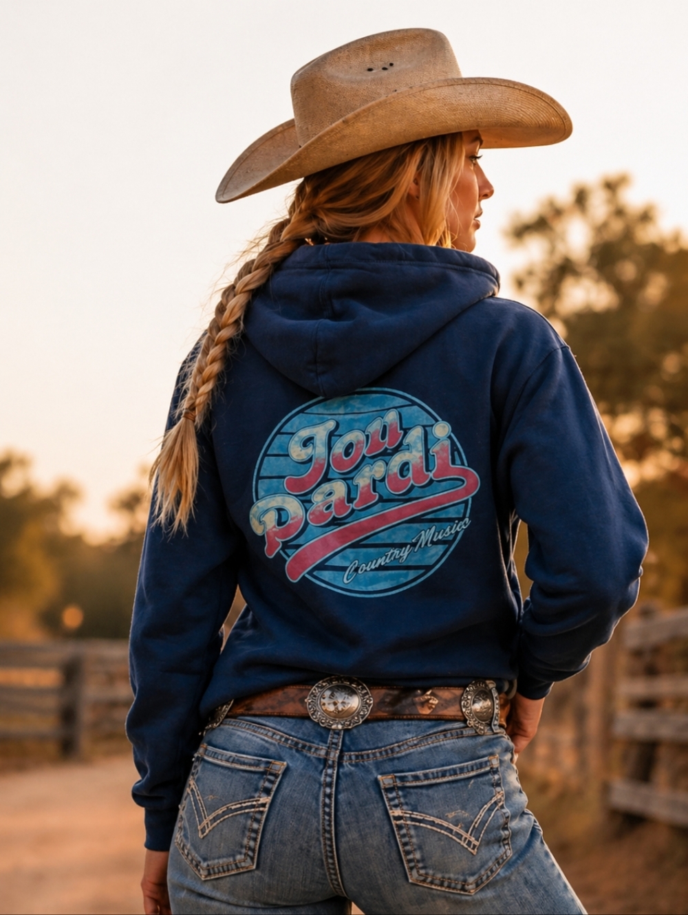 Jon Pardi country music black zip Up hoodie  Fleece   graphics Cowgirl Sz S
